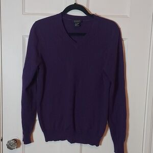 Forte Cashmere Mens 100% Cashmere V-Neck Sweater In Purple Size Small